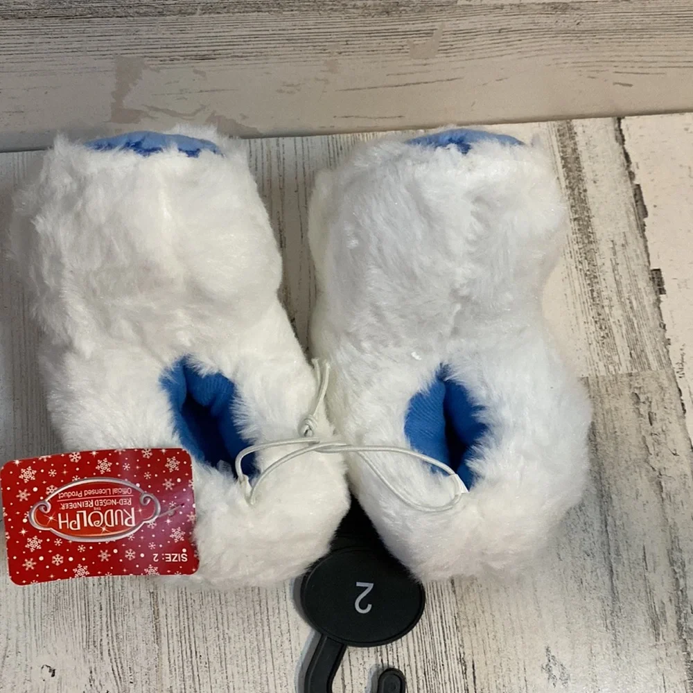 Rudolph The Red Nose Reindeer Snowman Slippers Size 2 NEW